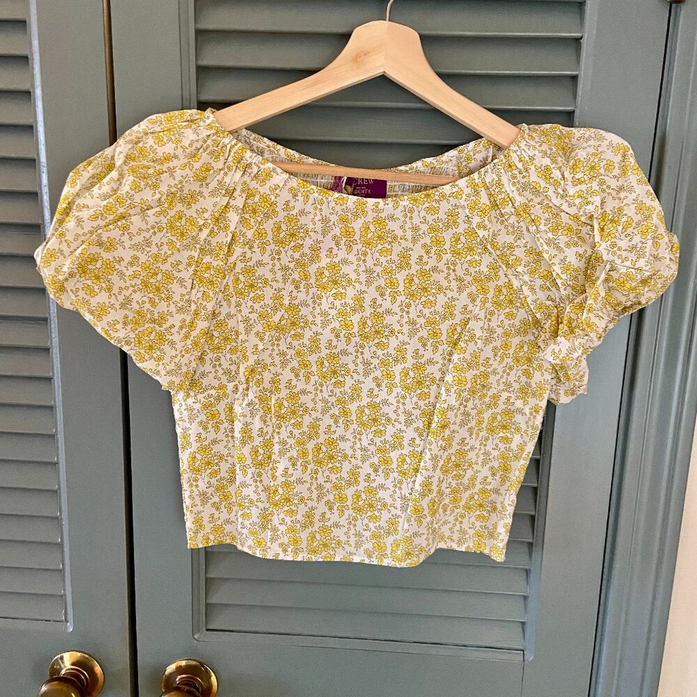 J Crew Fitted Puff Sleeve Top Liberty Fabric - Yellow Womens Size 6 NWT